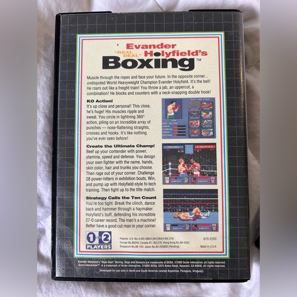 Sega Genesis 1992 Evander “Real Deal” Holyfield’s Boxing cartridge game - Picture 2 of 6